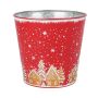 Zink Pflanztopf MAVETA mit Lebkuchenhaus Motiv, rot-kupfer, 19cm, Ø20cm