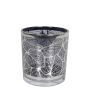 Teelicht Kerzen Glas LEONILLE mit Skelettblatt Motiv, schwarz-matt-silber-glänzend, 7cm, Ø7cm