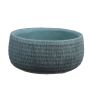 Pflanzschale aus Beton BESTLA mit Rillen, blau, 8,7cm, Ø16,5cm
