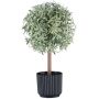 Künstlicher Rosmarin Hochstämmchen WINDAR, gefroren, Dekotopf, grün-weiß, 26cm