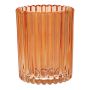 Teelichthalter ELISABELLE aus Glas, mit Rillen, pfirsich, 10cm, Ø7,8cm