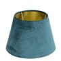 Samt Lampenschirm KURANO, petrolblau-gold, 21cm, Ø30cm