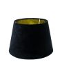Samt Lampenschirm KURANO, schwarz-gold, 18cm, Ø25cm