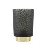 LED Tischlampe Glas SAVELO, Gepard Motiv, schwarz-gold, 14,5cm, Ø10cm