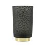 LED Tischlampe Glas SAVELO, Gepard Motiv, schwarz-gold, 19,5cm, Ø12cm