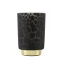 LED Tischlampe Glas SAVELO, Giraffen Motiv, schwarz-gold, 14,5cm, Ø10cm