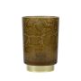 LED Tischlampe Glas SAVELO, Schlangen Motiv, braun-gold, 14,5cm, Ø10cm