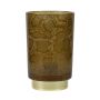 LED Tischlampe Glas SAVELO, Schlangen Motiv, braun-gold, 19,5cm, Ø12cm