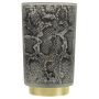 LED Tischlampe Glas SAVELO, Schlangen Motiv, grau-gold, 19,5cm, Ø12cm