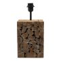 Tischlampe HASAGO mit Holzfuß, natur-creme, 37,5cm, Ø18cm