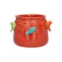 Blumentopf BIRDIE aus Keramik, mit 3D Vögeln, rot-blau-grün-orange, 11cm, Ø13,5cm