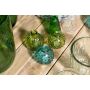 Kugel Glasflasche AMAURY, Punkte, klar-blau, 8cm, Ø8,5cm