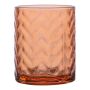 Teelichtglas Kerzenhalter FREDERIEKE mit Rillen, orange-klar, 10cm, Ø8,5cm