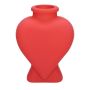 Glasflasche BELEZA in Herzform, mit Fuß, rot-matt, 8,5x5,5x11,2cm