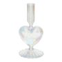 Glas Kerzenständer ELIZZA in Herzform, mit Fuß, irisierend-transparent, 8,5x8,5x16,5cm