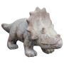 Tierfigur Dino Triceratops AMORIA aus Terrakotta, outdoor, handmade, patiniert, beige, 38x16x21cm