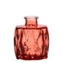 Glasflasche FIZZY mit Rillen, rot-transparent, 7x5x8cm