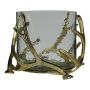Kerzenhalter XANTIPPE aus Glas, Geweih-Metallfuß, champagner-gold-klar, 20cm, Ø28cm
