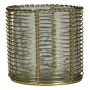Teelichtglas BENIAMINO, Metall Verzierung, champagner-gold-klar, 8cm, Ø8cm