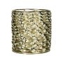 Teelichtglas ELEANORE, Metall Verzierung, champagner-gold-klar, 8cm, Ø8cm