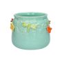 Blumentopf KIMANA aus Keramik, 3D Schmetterlinge Libellen, blau-gelb-grün-orange, 12,5cm, Ø15,5cm
