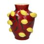 Blumenvase JULLA aus Dolomit, 3D Zitronen, rot-gelb, 25,7cm, Ø22,5cm
