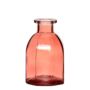 Glas Flasche JAZZY mit Rillen, rot-transparent, 10cm, Ø6,5cm