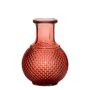 Glasflasche DONKA, Rautenmuster, rot-transparent, 11,5cm, Ø8,5cm
