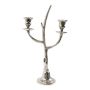 Aluminium Geweih Kerzenhalter ALLEANDRO für Stabkerzen, silber, 38cm
