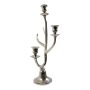 Aluminium Geweih Kerzenhalter ALLEANDRO für Stabkerzen, silber, 48cm