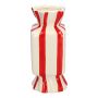 Eckige Einzelblumenvase Bonbon AMIEL aus Keramik, mit Längsstreifen, rot-weiß, 9x9x20cm