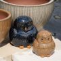 Tierfigur Eule ELYRIA aus Keramik, outdoor, dunkelblau, 21x20x20cm