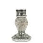 Strass Kerzenhalter KRYSTINA aus Aluminium, silber, 10cm, Ø7cm