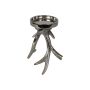 Aluminium Geweih Kerzenständer JOSEFIEN, silber, 19cm, Ø11,5cm