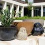 Tierfigur Eule ELYRIA aus Keramik, outdoor, braun-grau, 21x20x20cm