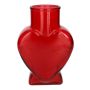 Glas Dekovase FILIPA in Herzform, mit Fuß, rot-transparent, 15,5x8x22cm