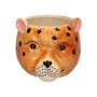Übertopf Leopard KIRINA aus Keramik, hellbraun-schwarz, 18,4x16,3x14,2cm