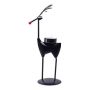 Metall Teelichthalter Rentier ALESSARO mit Glaseinsatz, schwarz, 12,5x9x28,5cm