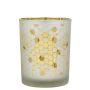 Glas Teelichthalter BRITTANI mit Bienen Motiv, weiß-matt-gold-glänzend, 12,5cm, Ø10cm