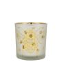 Glas Teelichthalter BRITTANI mit Bienen Motiv, weiß-matt-gold-glänzend, 8cm, Ø7cm