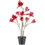 Künstlicher Magnolienbaum VOLTRAM, Kunststamm, Dekotopf, rot, 60cm