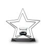Metall Teelichthalter VELIANO mit Glaseinsatz, Sternform, schwarz, 24cm