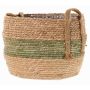 Korb Blumentopf UPALI, gebundenes Seegras, 2 Traggriffe, beige-grün, 26cm, Ø33cm