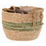 Korb Blumentopf UPALI, gebundenes Seegras, 2 Traggriffe, beige-grün, 22cm, Ø30cm