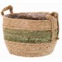 Korb Blumentopf UPALI, gebundenes Seegras, 2 Traggriffe, beige-grün, 19cm, Ø24cm