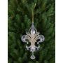 Deko Anhänger Heraldische Lilie AZARIEL aus Acryl, Glitzer, transparent-gold, 15cm