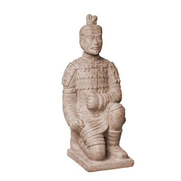 Gartenfigur Samurai Krieger LILORA aus Terrakotta, kniend, handmade, patiniert, beige, 22x20x48cm Gartenfigur Samurai Krieger LILORA aus Terrakotta, kniend, handmade, patiniert, beige, 22x20x48cm