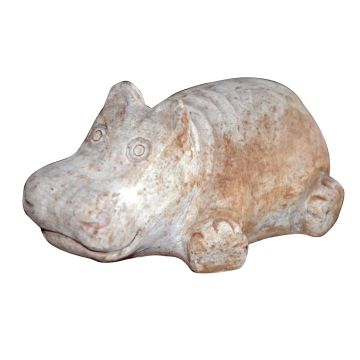 Tierfigur Nilpferd AURISA aus Terrakotta, liegend, handmade, patiniert, beige, 19x13x9cm Tierfigur Nilpferd AURISA aus Terrakotta, liegend, handmade, patiniert, beige, 19x13x9cm
