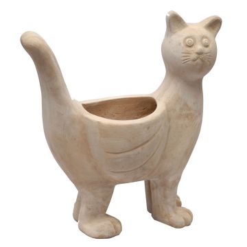 Pflanztopf Katze NYMAR aus Terrakotta, handmade, beige, 46x27x51cm Pflanztopf Katze NYMAR aus Terrakotta, handmade, beige, 46x27x51cm