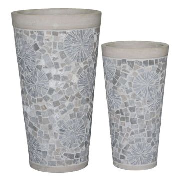 Keramik Pflanztopf AMELIOS mit Mosaikmuster, 20 Stück, outdoor, grau, 37cm, 55cm/Ø30-Ø52cm Keramik Pflanztopf AMELIOS mit Mosaikmuster, 20 Stück, outdoor, grau, 37cm, 55cm/Ø30-Ø52cm